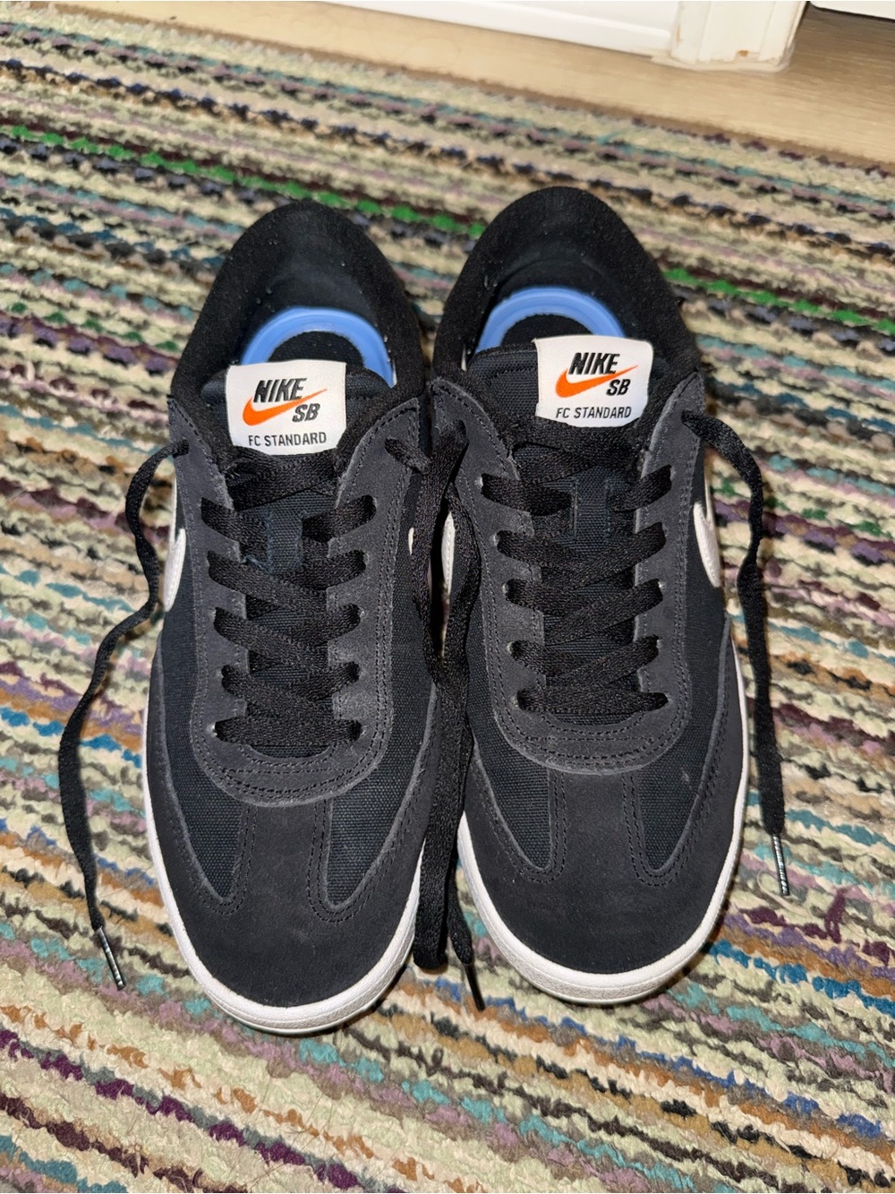 Nike Women's FC Standard Sneakers in Black and White with Orange Logo